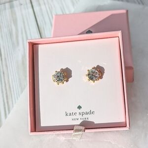 Kate Spade Flying Colors Bezel Stud Earring Set in Clear and Gold NWT